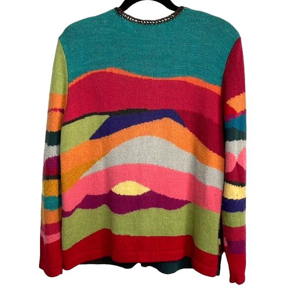 Vtg Susan Bristol Silk Angora Cardigan L Patchwork Colorful Granny Core Wool - Picture 4 of 16